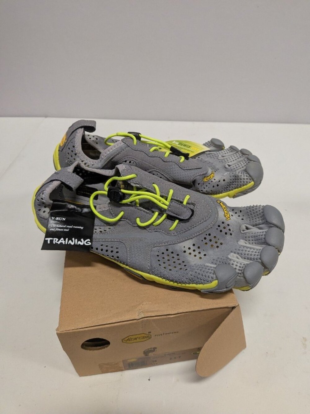 Vibram FiveFingers V-Run 20M7001 Mens Gray Mesh Lifestyle Shoes 6.5-7